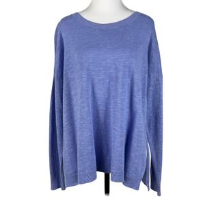 Eileen Fisher Organic Linen Cotton Box Top Womens M Blue Coastal Minimalist NWT